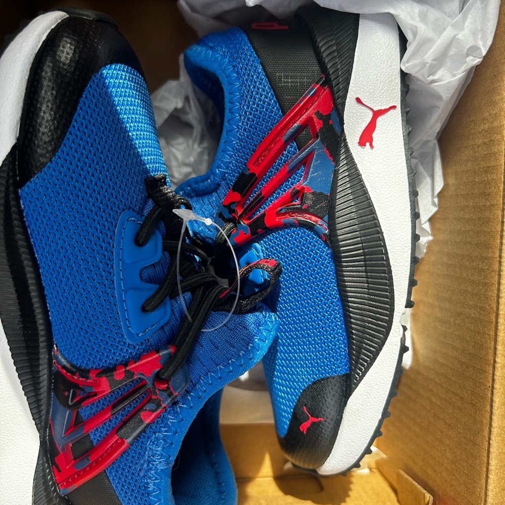 Kids Blue and Red Athletic Shoes